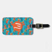 Cute Swimming Goldfish & Water Pattern Bagagelabel (Voorkant horizontaal)