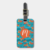 Cute Swimming Goldfish & Water Pattern Bagagelabel (Voorkant verticaal)