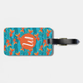 Cute Swimming Goldfish & Water Pattern Bagagelabel (Achterkant horizontaal)