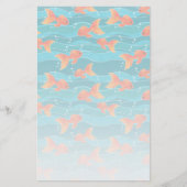 Cute Swimming Goldfish & Water Pattern Briefpapier (Voorkant)