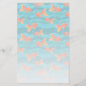 Cute Swimming Goldfish & Water Pattern Briefpapier (Achterkant)