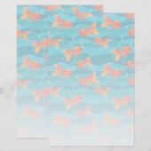 Cute Swimming Goldfish & Water Pattern Briefpapier (Voorkant / Achterkant)