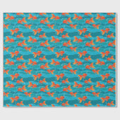 Cute Swimming Goldfish & Water Pattern Cadeaupapier (Vlak)