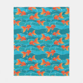 Cute Swimming Goldfish & Water Pattern Fleece Deken (Voorkant)