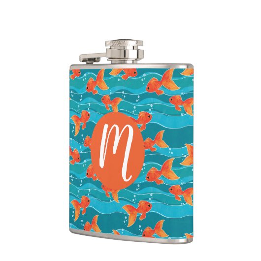 Cute Swimming Goldfish & Water Pattern Heupfles (Links)