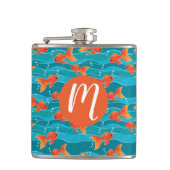 Cute Swimming Goldfish & Water Pattern Heupfles (Voorkant)