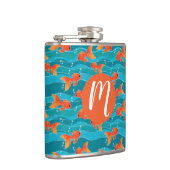 Cute Swimming Goldfish & Water Pattern Heupfles (Rechts)