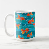 Cute Swimming Goldfish & Water Pattern Koffiemok (Links)
