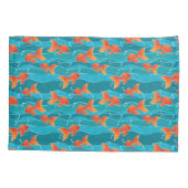 Cute Swimming Goldfish & Water Pattern Kussensloop (Achterkant)