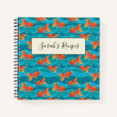 Cute Swimming Goldfish & Water Pattern Notitieboek (Voorkant)