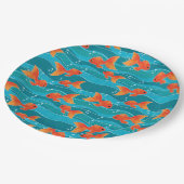 Cute Swimming Goldfish & Water Pattern Papieren Bordje (Gekanteld)