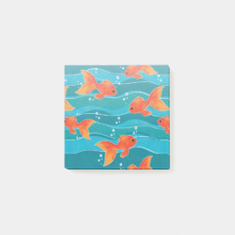 Cute Swimming Goldfish & Water Pattern Post-it® Notes