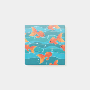 Cute Swimming Goldfish & Water Pattern Post-it® Notes
