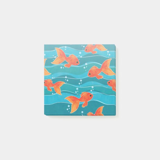 Cute Swimming Goldfish & Water Pattern Post-it® Notes (Voorkant)