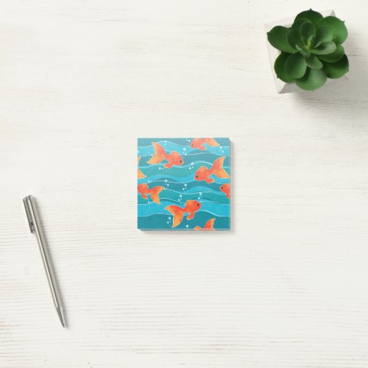 Cute Swimming Goldfish & Water Pattern Post-it® Notes (Kantoor)