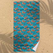 Cute Swimming Goldfish & Water Pattern Strandlaken