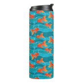 Cute Swimming Goldfish & Water Pattern Thermosbeker (Gedraaid links)