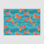Cute Swimming Goldfish & Water Pattern Tissuepapier (Voorkant)