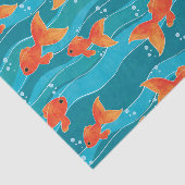 Cute Swimming Goldfish & Water Pattern Tissuepapier (Detail)