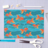 Cute Swimming Goldfish & Water Pattern Tissuepapier (Craft)