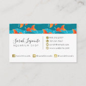 Cute Swimming Goldfish & Water Pattern Visitekaartje (Achterkant)