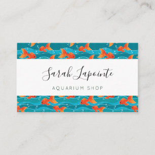 Cute Swimming Goldfish & Water Pattern Visitekaartje