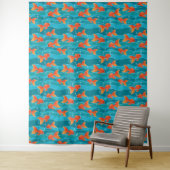 Cute Swimming Goldfish & Water Pattern Wandkleed (In situ)
