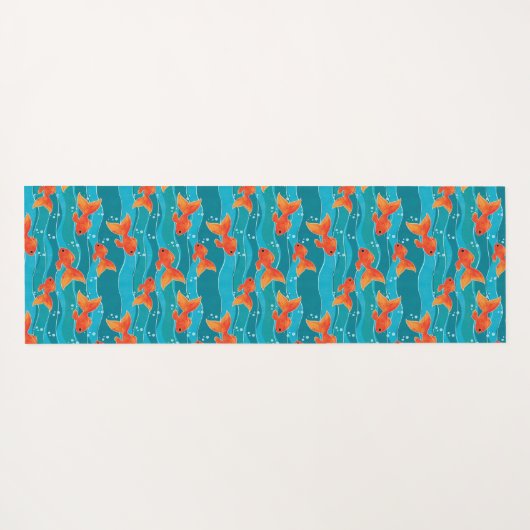 Cute Swimming Goldfish & Water Pattern Yogamat (Achterkant (horizontaal))