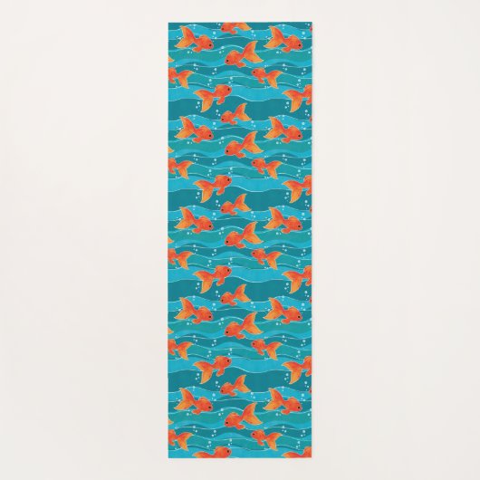 Cute Swimming Goldfish & Water Pattern Yogamat (Achterkant)