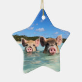 Cute Swimming Pig Exuma Bahamas Keramisch Ornament (Rechts)