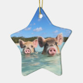 Cute Swimming Pig Exuma Bahamas Keramisch Ornament (Links)