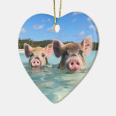 Cute Swimming Pig Exuma Bahamas Keramisch Ornament (Links)
