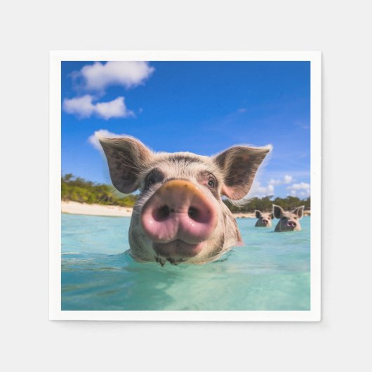 Cute Swimming Pig Exuma Bahamas Servet (Voorkant)