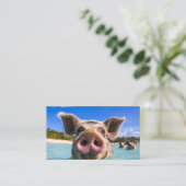 Cute Swimming Pig Exuma Bahamas Visitekaartje (Staand voorkant)