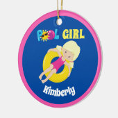 Cute Swimming Pool Blonde Girl Personalized Keramisch Ornament (Links)