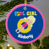 Cute Swimming Pool Blonde Girl Personalized Keramisch Ornament