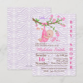 Cute Swinging Baby Girl Baby shower Invite Kaart (Voorkant / Achterkant)