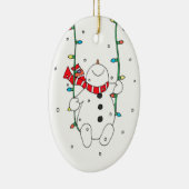Cute Swinging Snowman Keramisch Ornament (Rechts)