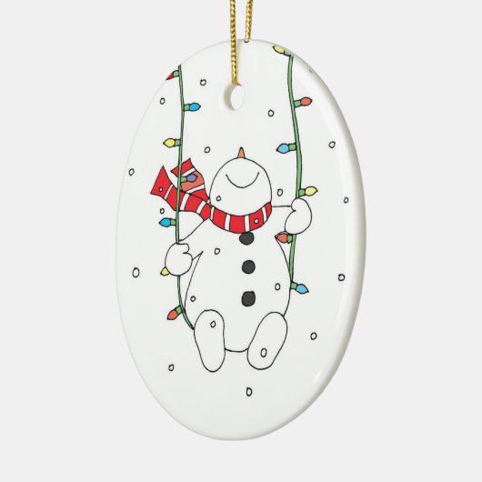 Cute Swinging Snowman Keramisch Ornament (Links)