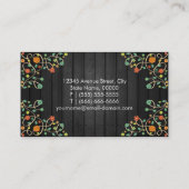 Cute Swirl Flowers op Dark Wood Visitekaartje (Achterkant)