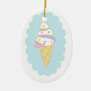 Cute Swirl Ice Cream Cone Keramisch Ornament