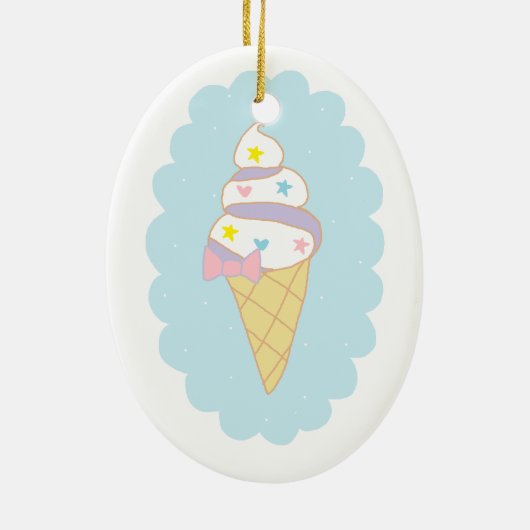 Cute Swirl Ice Cream Cone Keramisch Ornament (Achterkant)