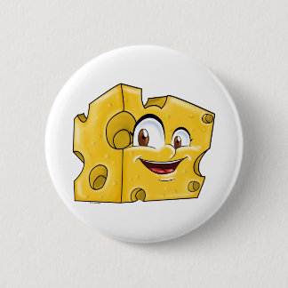 Cute Swiss Cheese Funny Cartoon Character Mascot Ronde Button 5,7 Cm