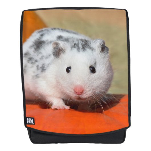 Cute Syrian Hamster White Black gescand - Rucksack Rugtassen (Voorkant)
