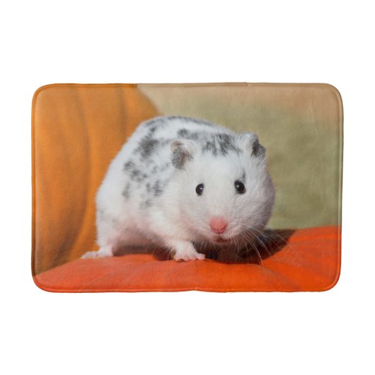 Cute Syrian Hamster White Black Spotted Funny Pet Badmat (Voorkant)