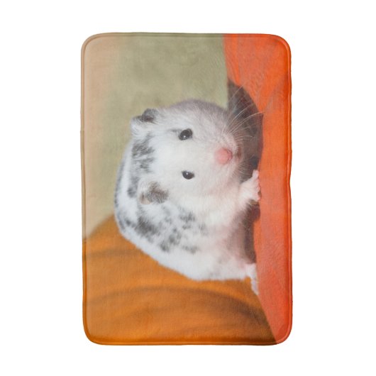 Cute Syrian Hamster White Black Spotted Funny Pet Badmat (Voorkant Verticaal)