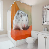 Cute Syrian Hamster White Black Spotted Funny Pet Douchegordijn (In situ)