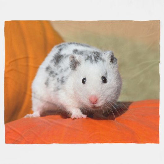 Cute Syrian Hamster White Black Spotted Funny Pet Fleece Deken (Voorkant (Horizontaal))