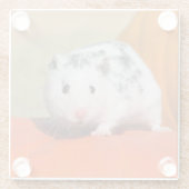 Cute Syrian Hamster White Black Spotted Funny Pet Glazen Onderzetter (Achterkant)