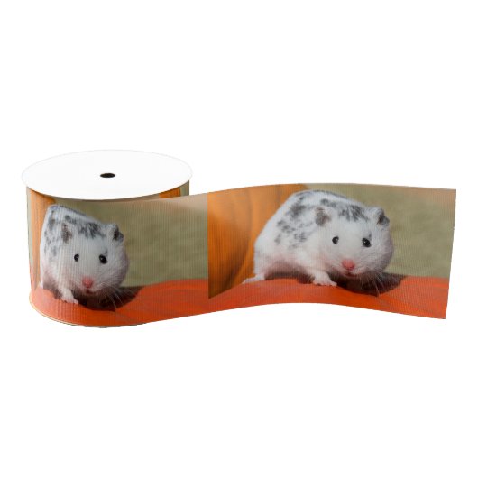 Cute Syrian Hamster White Black Spotted Funny Pet Grosgrain Lint (Spoel)
